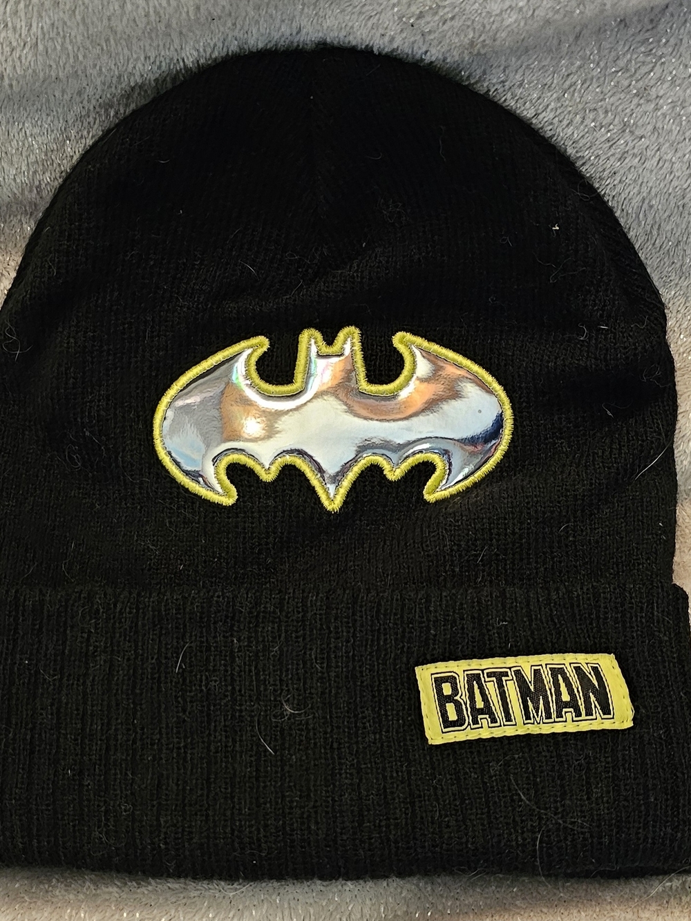 Batman Logo Black Knit Beanie Hat - Official Character Design